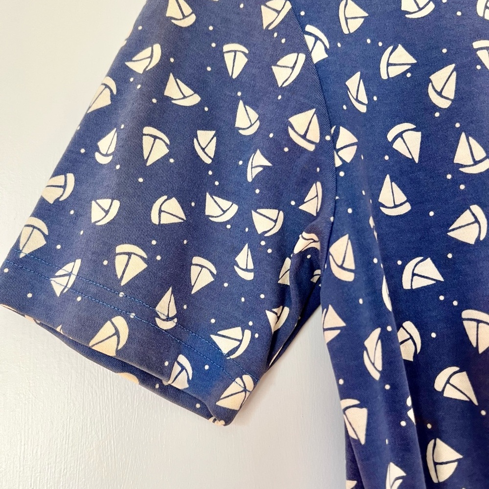 Vintage Lands End Nautical Sailboat Full Length Dress. Small. POCKETS!